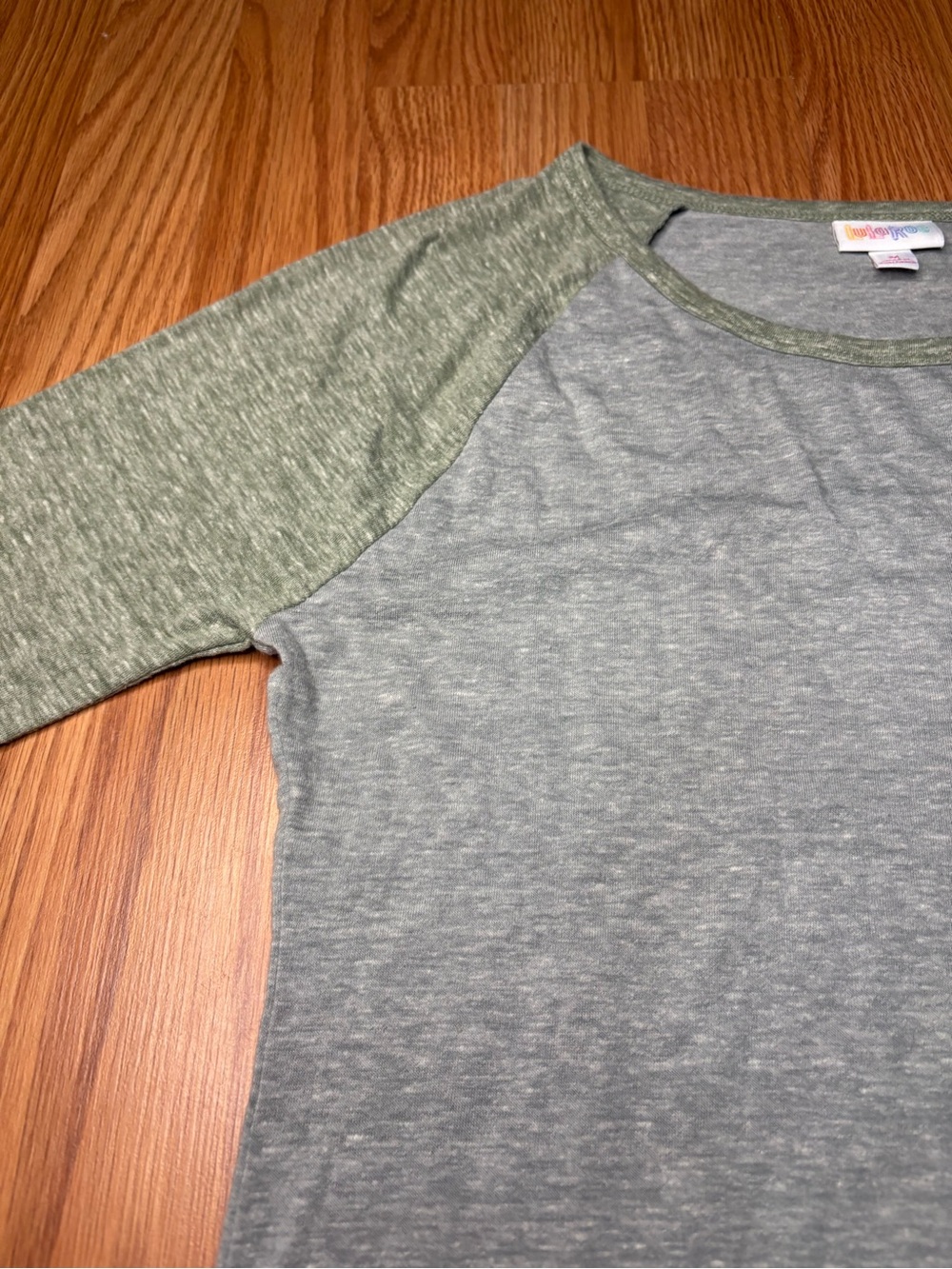 LuLaRoe Gray Dress with Olive Trim - Picture 4 of 7